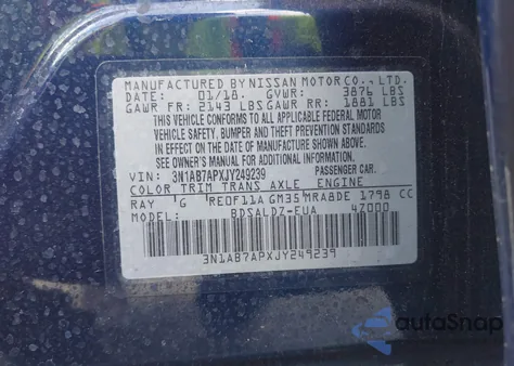 2018 Nissan Sentra Sv z USA, uszkodzony, nr VIN 3N1AB7APXJY249239